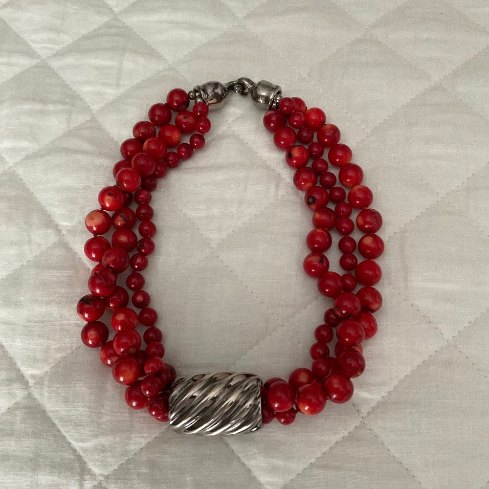 Simon Sebbag Silver and Coral Necklace